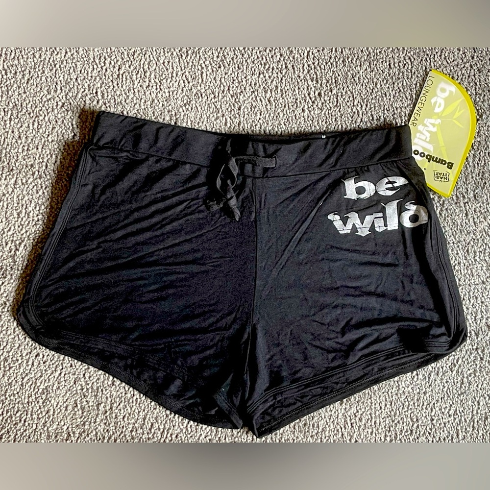NWT WILD HABITAT BAMBOO LOUNGEWEAR SHORTS. BE WILD! Black. Size M.
